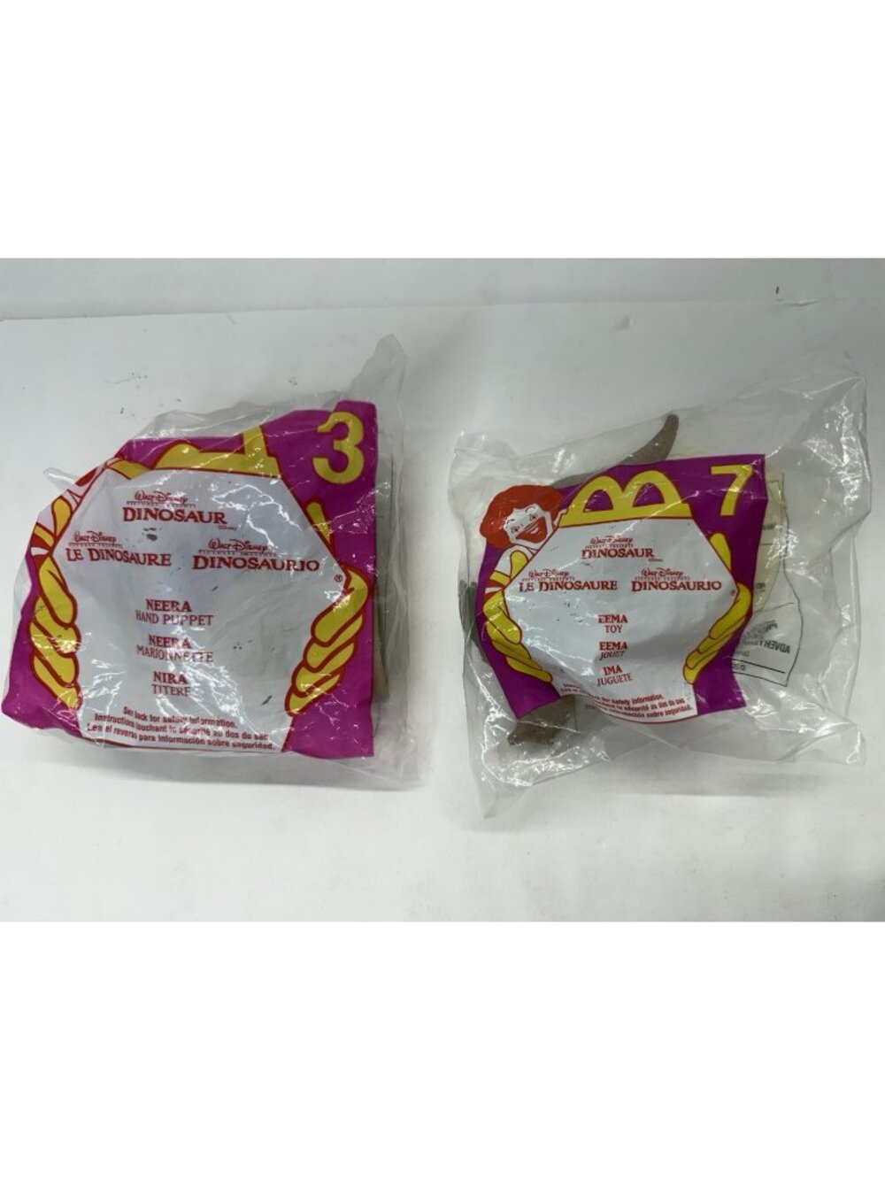 Vintage 2000 McDonald's Disney Dinosaur Hand Puppet Neera & Eema Toy Sealed